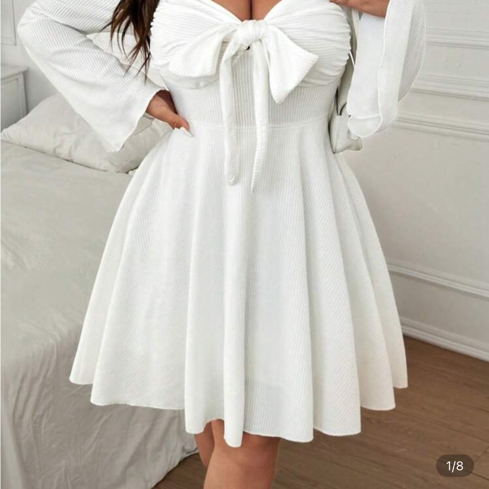 SHEIN White Long Sleeve Bell Sundress for Brides